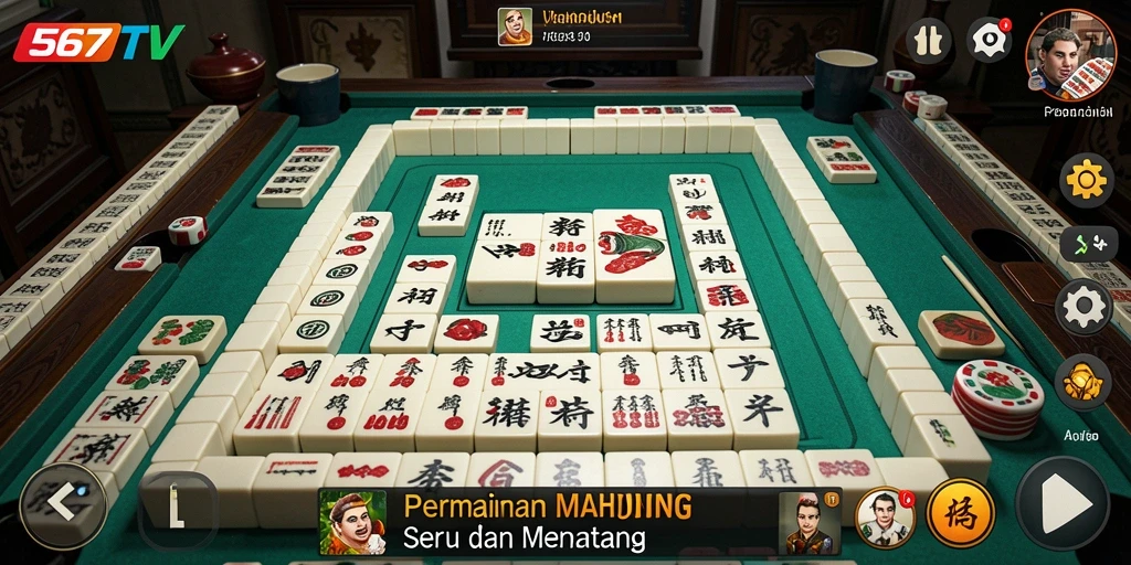 Tampilan permainan Mahjong yang menarik dan penuh warna.