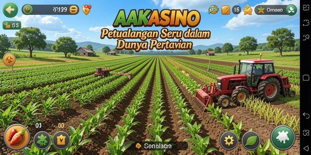 Gameplay AAKASINO menampilkan proses bertani yang seru dan interaktif.