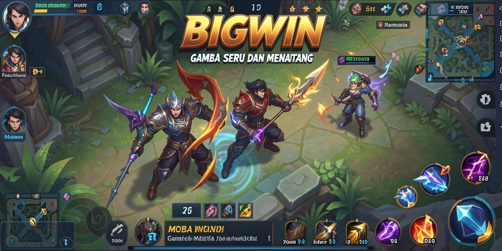 Screenshot menunjukkan aksi seru dalam gameplay MOBA BIGWIN.