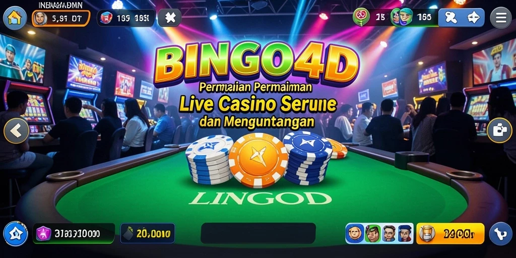 Tampilan utama gameplay BINGO4D dalam suasana Live Casino.