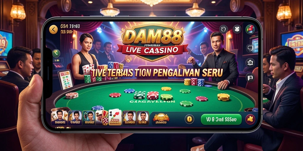 Screenshot gameplay DAM88 yang menampilkan dealer dan interaksi dengan pemain.