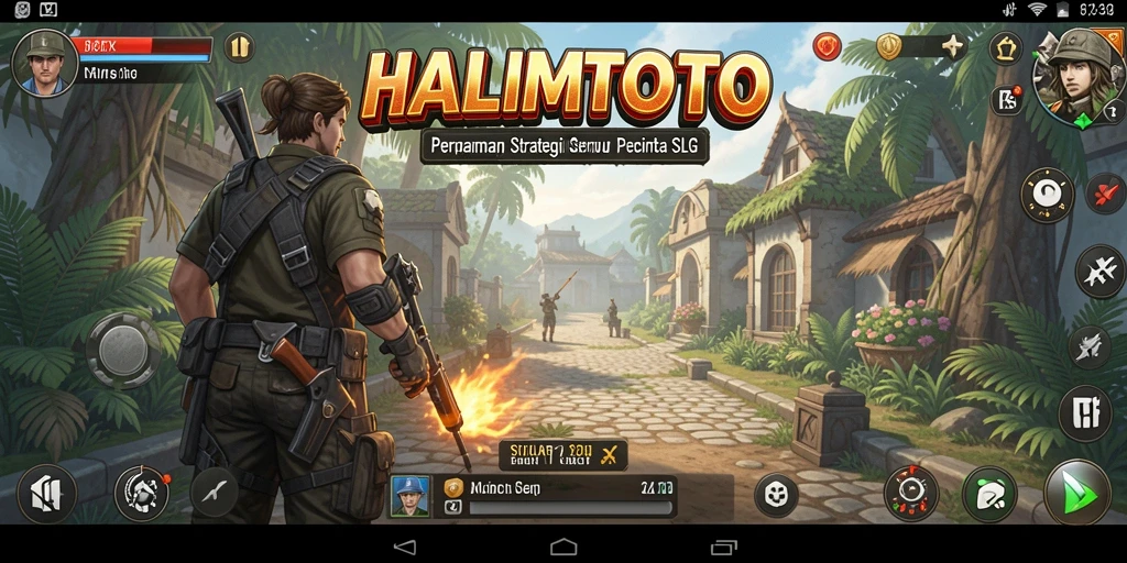 Screenshot HALIMTOTO menampilkan aksi pertempuran SLG yang seru.