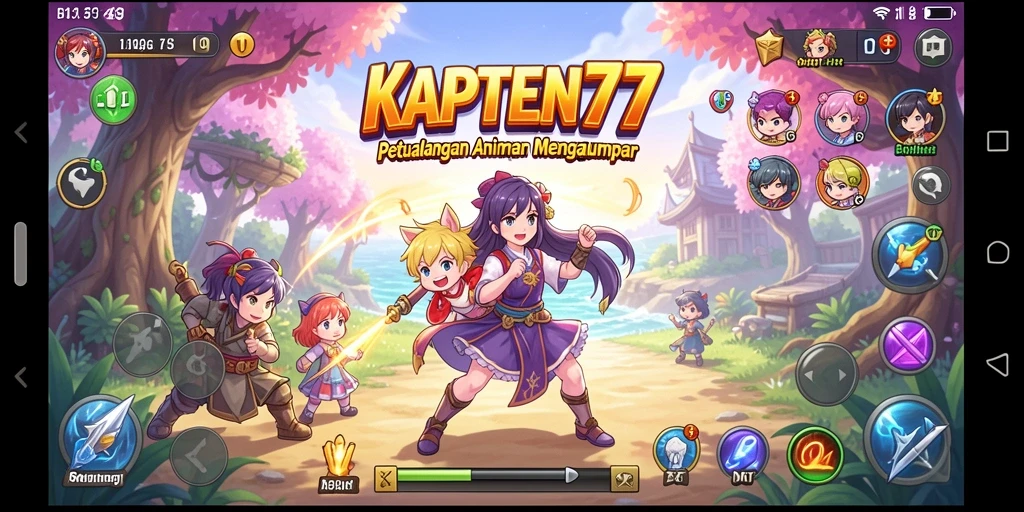 Screenshot KAPTEN77 menampilkan aksi dari karakter anime yang dinamis.