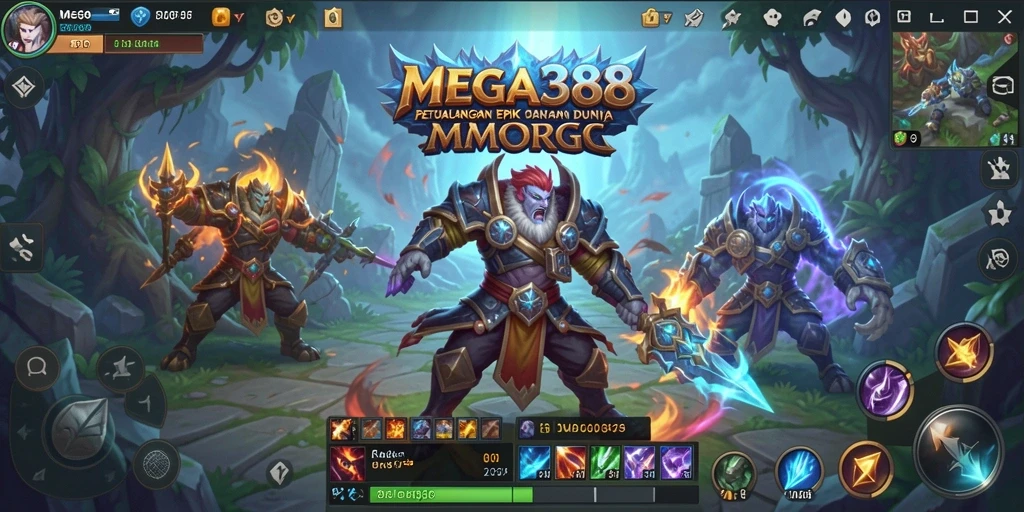 Tampilan gameplay MEGA388 menunjukkan pertempuran seru dalam dunia MMORPG.