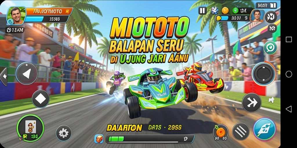 Tampilan gameplay Racing yang mendebarkan dan seru di MIOTOTO.