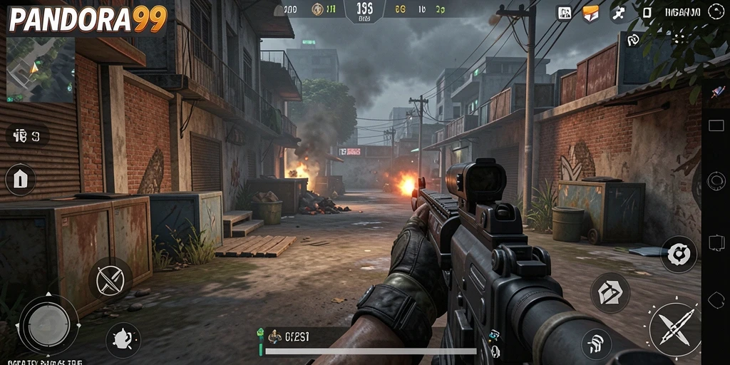 Screenshot PANDORA99 menampilkan aksi gameplay TPS yang intens.