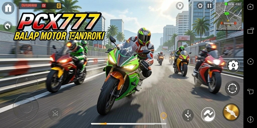 Tampilan mendebarkan dari gameplay balap motor di PCX777.