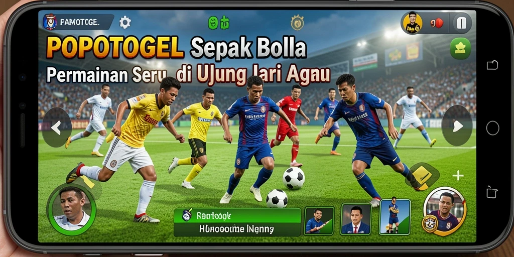 Tangkapan layar permainan POPOTOGEL dengan aksi sepak bola yang mendebarkan.