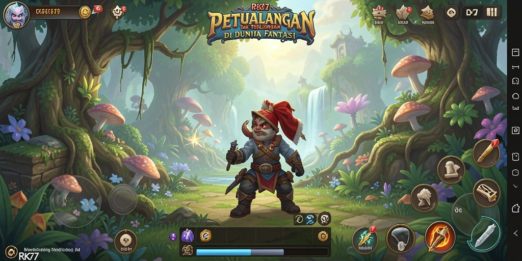 Tampilan gameplay yang seru dan menantang di dunia petualangan RK77.