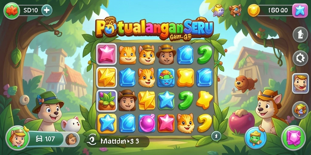 Gambaran gameplay seru dalam SD107 dengan elemen Match-3 yang menarik.